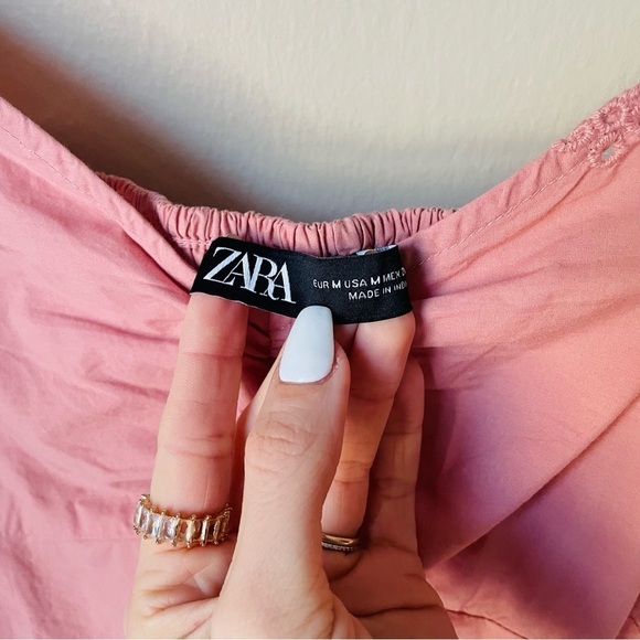 Zara Pink Flutter Sleeve Babydoll Mini Dress - Picture 7 of 8